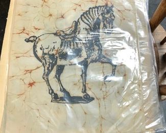 Vintage, Mid-Century Modern artwork, The Art of Batik, on very thick Parchment Paper, which, if crinkled or bent, can be IRONED out to perfection. This art work measures 14" x 17". 