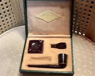 c.1930's, "LONDON FASHION" Briar Inlay, Art Deco, Bakelite Smoking Pipe Set 