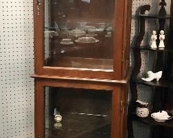 Vintage Mahogany Lighted Small Curio Cabinet