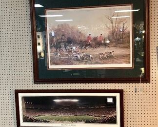 Large framed picture of "THE HUNT" and a TN VOLS framed print "THE THIRD WEEKEND IN OCTOBER"