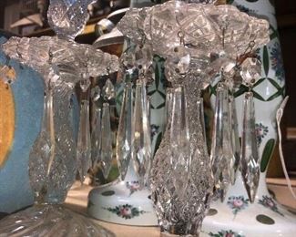 Crystal and cut glass candelabras..