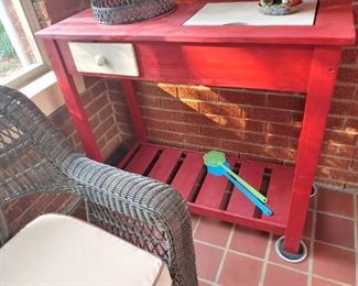 Beautiful red potting table