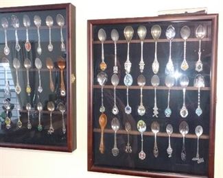 Souvenir spoons and display cases