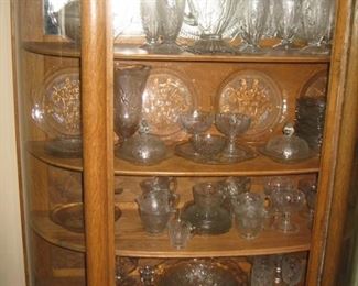 Cabinet full of Jeannette Iris glassware