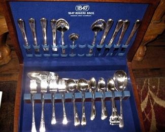 1847 Rogers Bros. "Adoration" silver plate flatware service for 8 with extra spoons