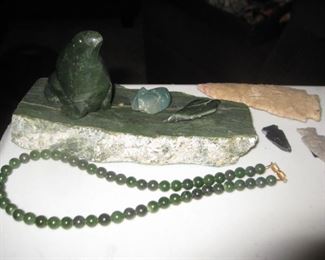 jade figures and necklace