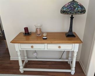 $80   Wood  top white console table