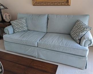 $195   Blue cloth sofa