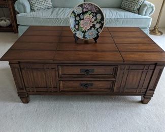 $75  Asian style wood low cocktail table