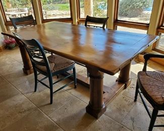 "Dutch" Solid Wood Hand Crafted Dining Table in Knotty Wood