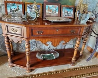 Ebanista Console Table - Solid Wood w/Inlays - Custom Made