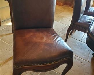 Ralph Lauren Leather Side/Dining Chairs w/brass nail head trim (6 available)