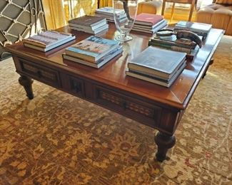 Ebanista Square Custom Crafted, Solid Wood w/Inlays Cocktail Table (55"x55")