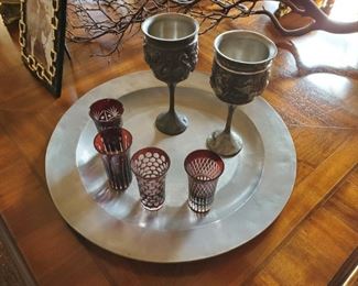 Pewter Tray and Accessories