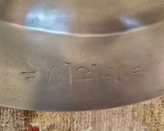 Closeup of the Pewter Tray "signature"