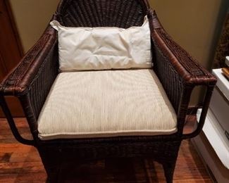 Rattan Arm Chair w/cream cushions