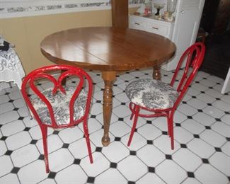 KITCHEN TABLE, PAINTED CHAIRS