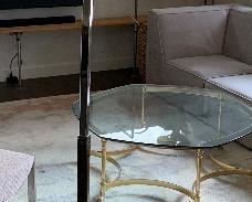 West Elm Overarching Floor lamp Chrome 77x19x62in HxWxD