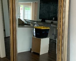 Oversized Gold Frame Entryway Mirror 86x62x4in HxWxD