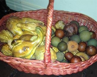 Large basket and artificial fruit