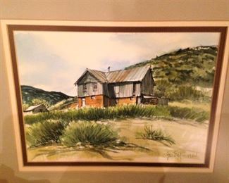 Framed watercolor by Tylerite A. C. Gentry - 1984