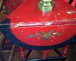 Vintage triangular red/black side table (as is)