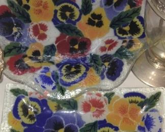 Pansy serving tray and bowl