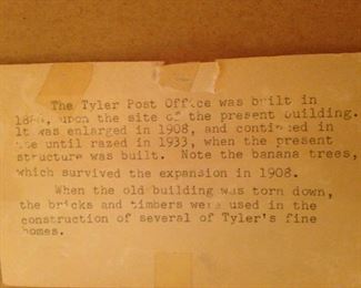 The Tyler Post Office was built in the 1800's and enlarged in 1908.