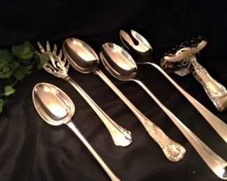 Variety of silverplate serving utensils