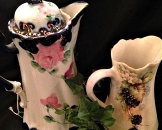 Hand painted vintage pitchers
