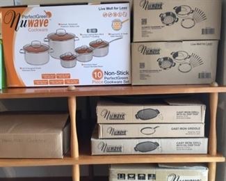 New-In-Box NuWave (10 piece set Perfect Green Cookware, Ultimate Cookware set, Cast Iron Grills, White Oven Pro .