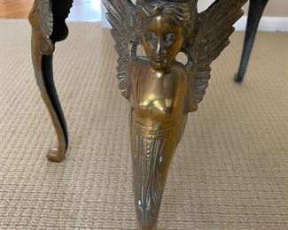 Decorative stool with brass angel figurines