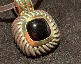David Yurman sterling, 14 and onyx pendant 