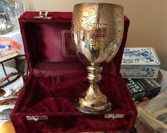 The Jacob Rosenthal Judaica Collection Silverplate Kiddush Cup w/Velvet Box