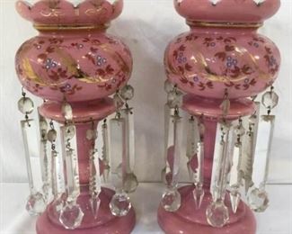 Porcelain & Crystal Handpainted Candle Holder/Vase 2 Pc      https://ctbids.com/#!/description/share/318320