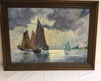 Seascape Sailing Oil Painting by E Burkart https://ctbids.com/#!/description/share/318258