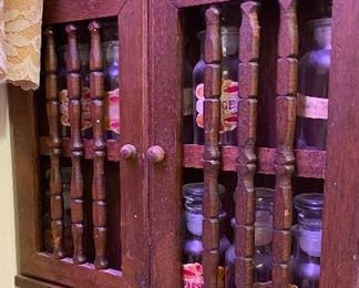 Assorted Bottles for Spices and Cabinet for Spices