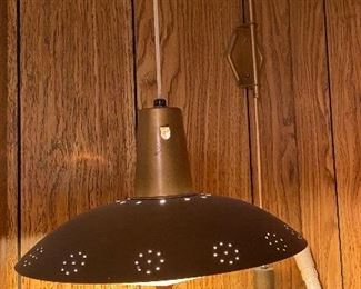 Mid Century UFO Space Age Sputnik Hanging Lamp Retractable Light Fixture Brass with Adjustable Teak Swivel