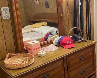 Dresser with Mirror, Men’s Belts, Baseball Caps