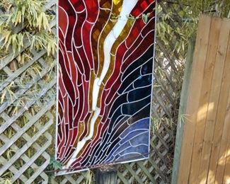 large  leaded glass...3' by 5'