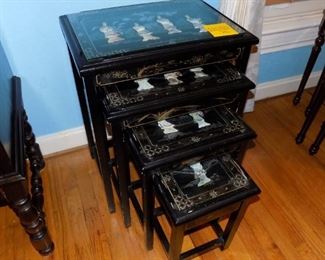 vintage set of Mother of Pearl inlay nesting tables