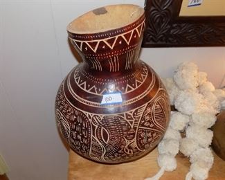 hand carved native American gourd