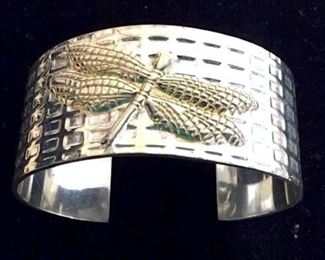 Embossed SS DRAGONFLY Cuff, Jewelry
