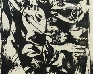 Signed Abstract Lithograph, Attr Jackson Pollock
