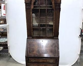 Wooden Antique French Secretary Desk & Hutch
