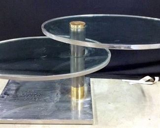 Chrome & Brass PACE Two-Tier Revolving Table c 80s
