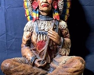 Native American Chief Chalkware Statue
