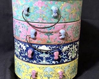 Stackable Asian Porcelain Tabletop Bento Box
