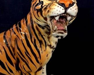 Glazed Ceramic Bengal Tiger Sculpture
