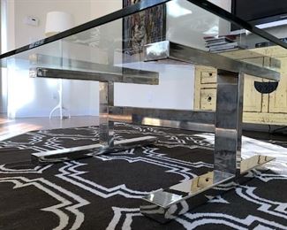 Glass And Chrome Toned Metal Coffee Table
